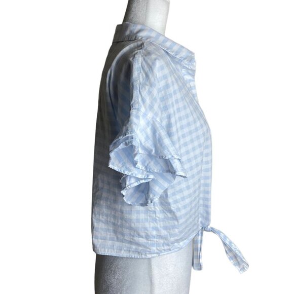 Cupcakes and Cashmere Sunnie Tie Hem 100% Cotton Gingham Shirt Women's Size M - Picture 7 of 10